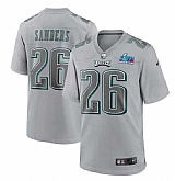 Men's Philadelphia Eagles #26 Miles Sanders Gray Super Bowl LVII Patch Atmosphere Fashion Stitched Game Jersey,baseball caps,new era cap wholesale,wholesale hats